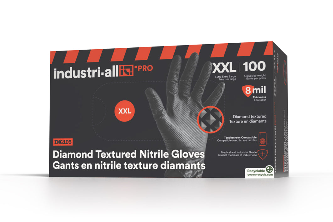 ING-100 Industrial black diamond nitrile gloves