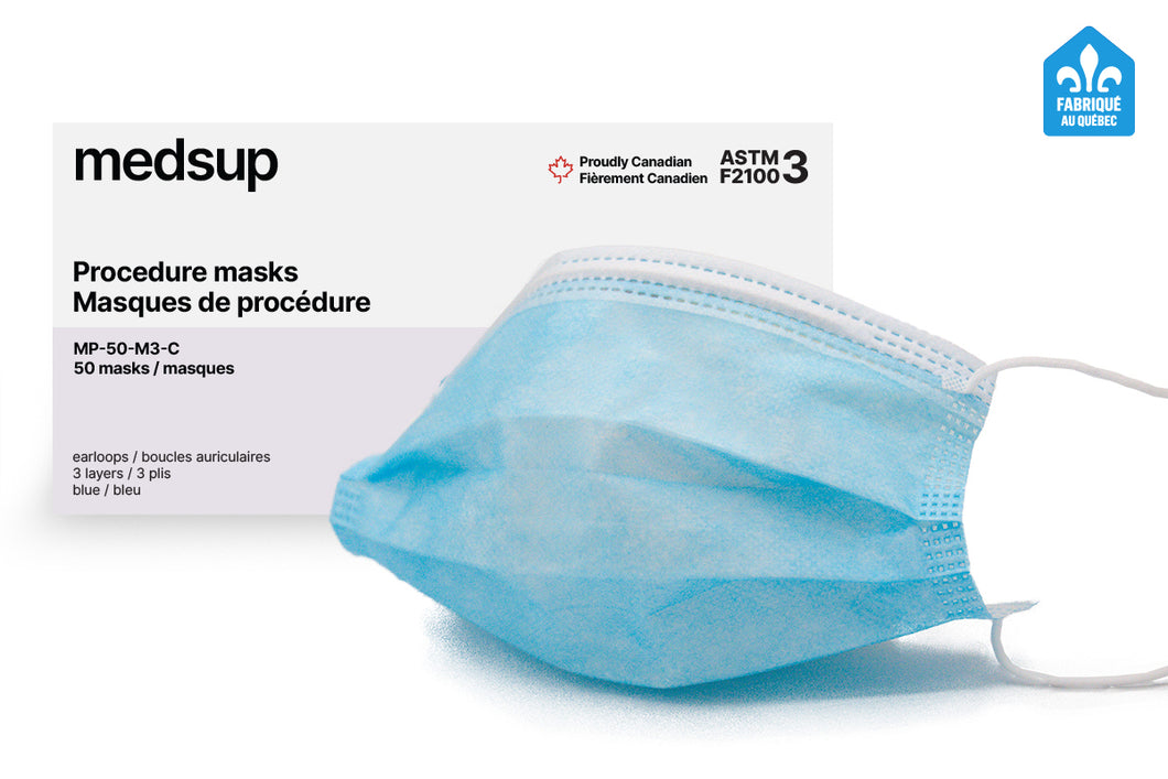 MP-50-M3-C Medical Procedure Mask ASTM-F2100-20 Level 3 - Made in Canada