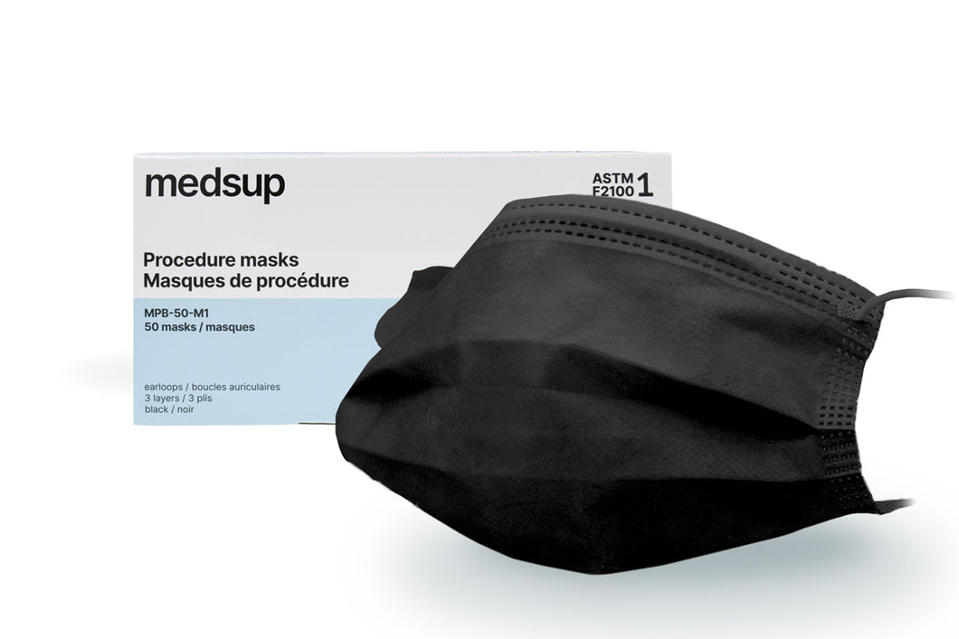 MPB-50-M1 Medical Procedure Black Mask ASTM-F2100-20 Level 1