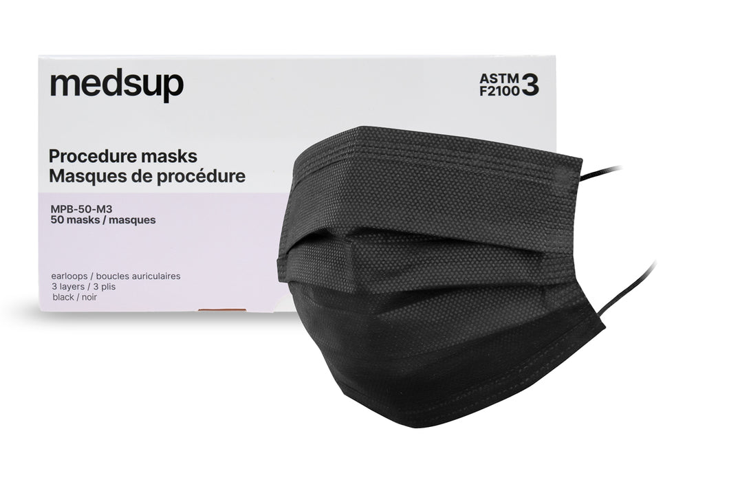 MPB-50-M3 Black Medical Procedure Mask ASTM-F2100-20 Level 3