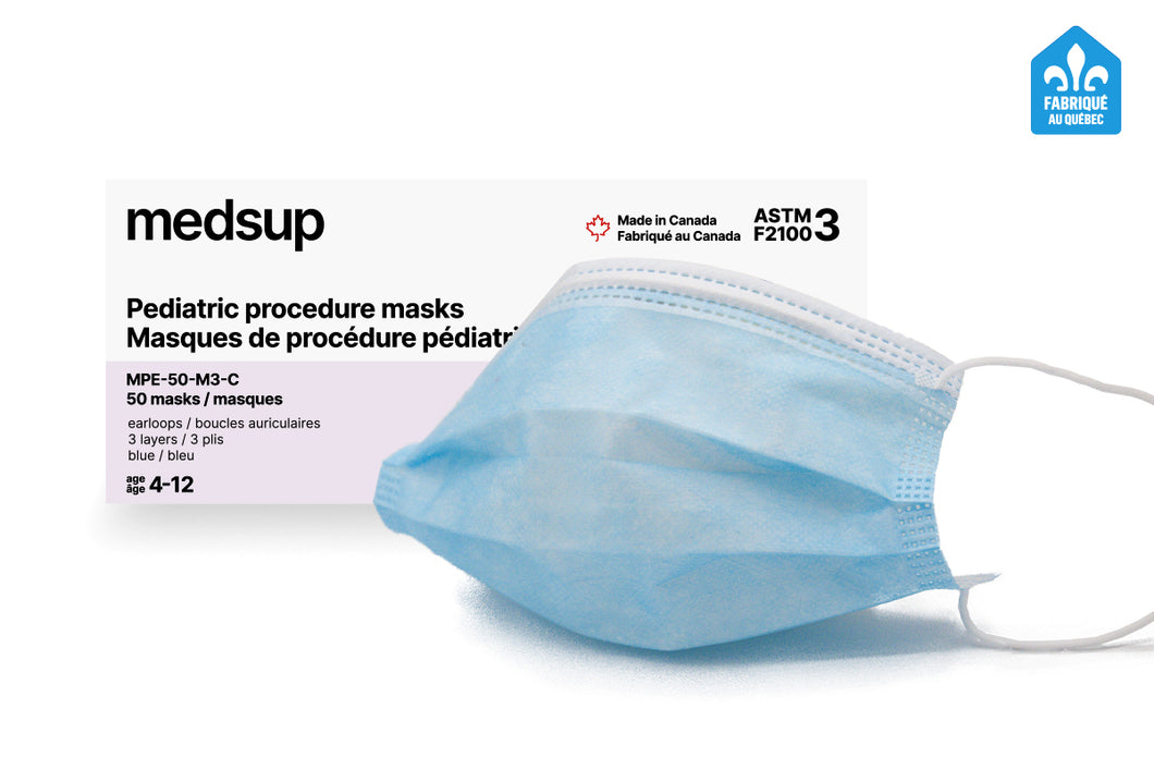 MPE-50-M3-C Children Medical Procedure Mask ASTM-F2100-20 Level 3 - Made in Canada